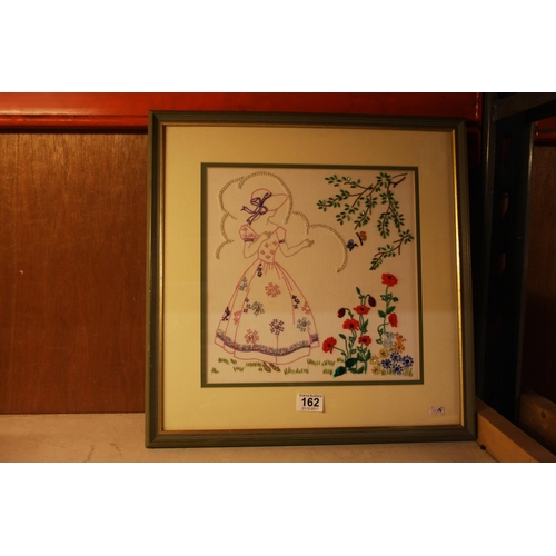 162 - ANTIQUE EMBROIDERD PICTURE