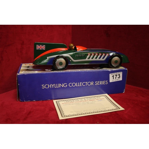 173 - TIN PLATE RACING CAR WITH CERTIFICATE