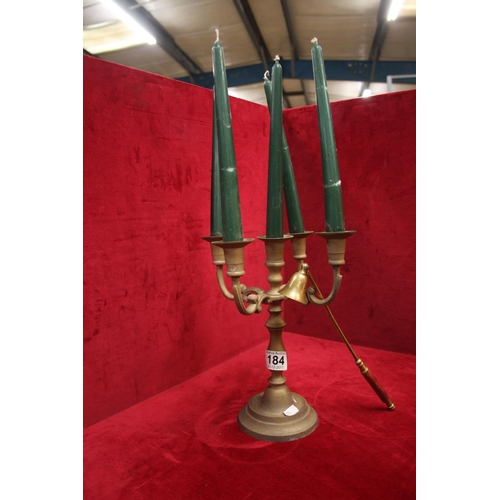 184 - BRASS CANDLEABRE & SNUFFER