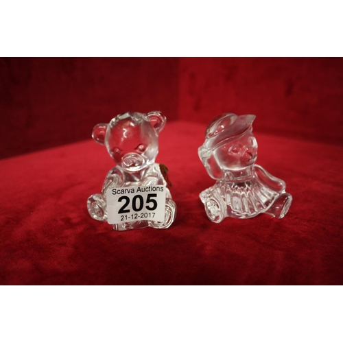 205 - PAIR OF WATERFORD CRYSTAL TEDDY BEARS