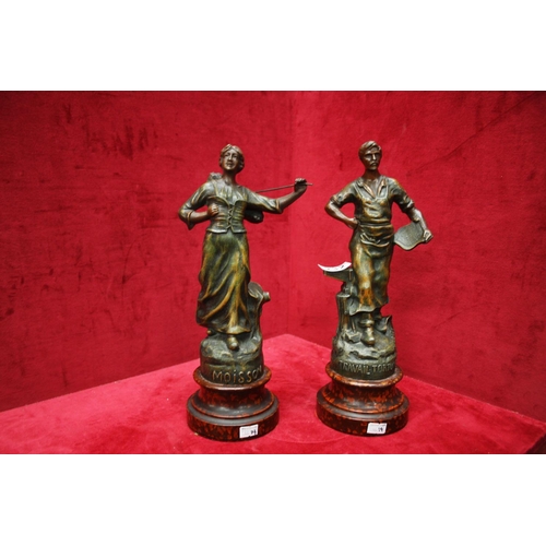 232 - PAIR OF ANTIQUE SPELTER FIGURES