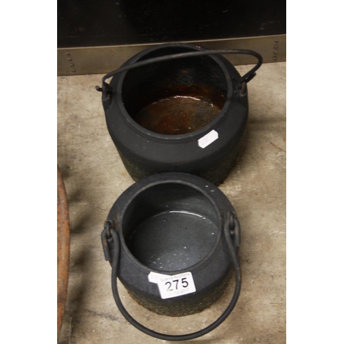 275 - 2 BLACK CAST POTS