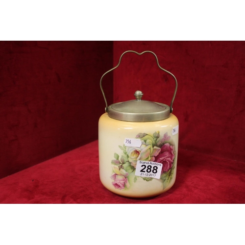 288 - HAND PAINTED CERAMIC BISCUIT BARREL