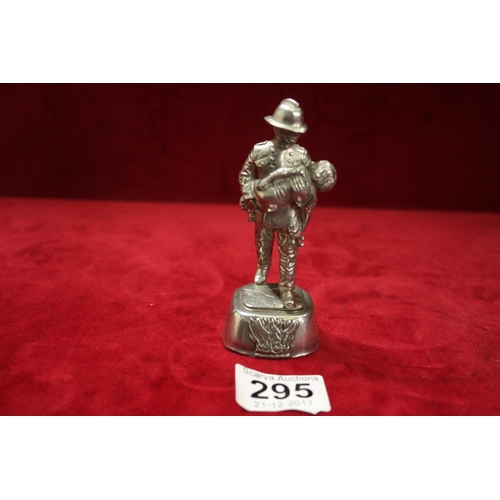 295 - PEWTER FIREMAN FIGURE