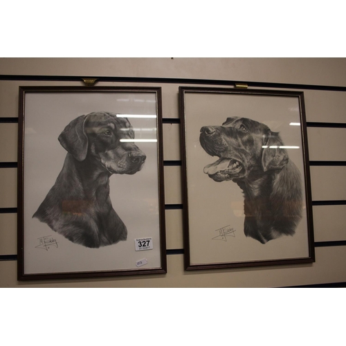 327 - 2 DOG PRINTS SIGNED