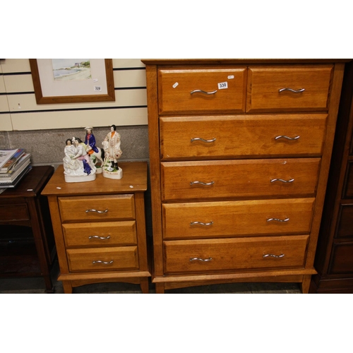 330 - PINE CHEST OF DRAWERS & BEDSIDE LOCKER