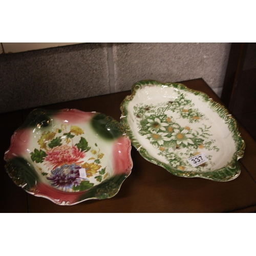 337 - 2 HAND PAINTED DISHES