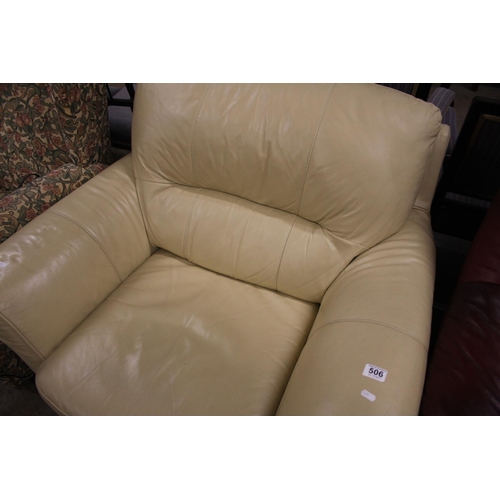 506 - CREAM LEATHER ARMCHAIR