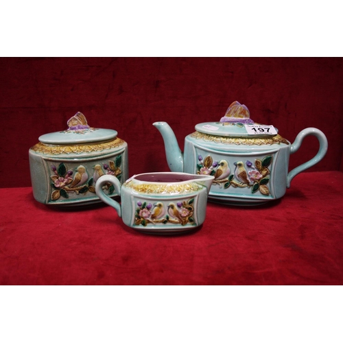 197 - 19TH CENTURY MAJOLICA TEA SET