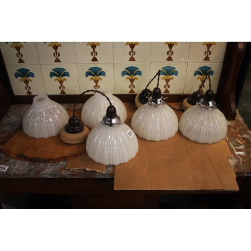 225 - MILK GLASS SHADES X 5