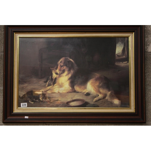 229 - FRAMED DOG & CATS PRINT