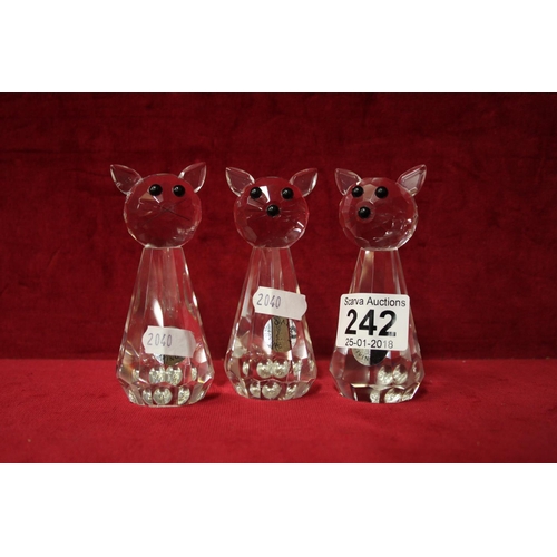 242 - GALWAY CRYSTAL CATS X 3