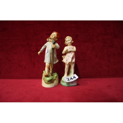 244 - ROYAL DOULTON FIGURINE PLUS WORCESTER FIGURE