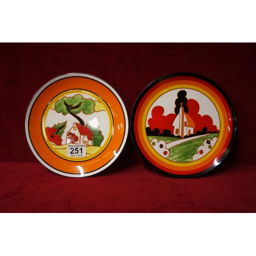 251 - CLARIS CLIFF ON WEDGEWOOD PLATES X 2