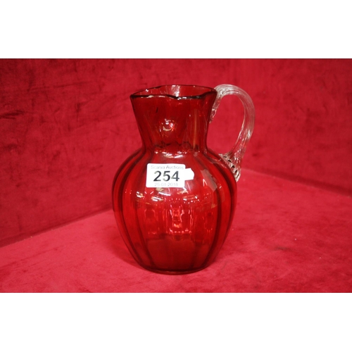 254 - VICTORIAN RUBY GLASS JUG