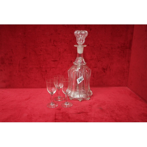 265 - DECANTER & 3 GLASSES