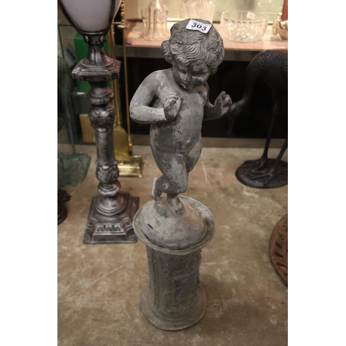 303 - LEAD FIGURINE ON STAND