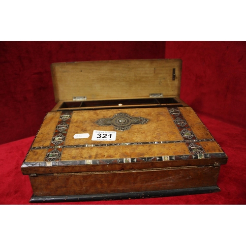 321 - ANTIQUE INLAID WRITING SLOPE