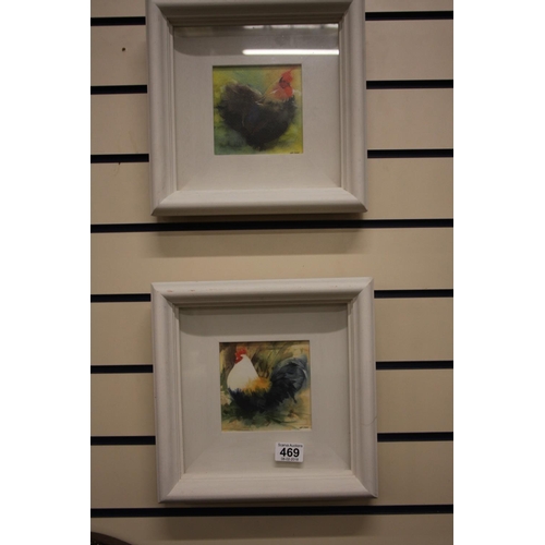 469 - PAIR OF SIGNED ROOSTER PAINTINGS