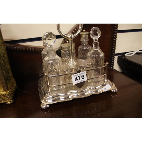 476 - SILVER PLATE & CRYSTAL CONDIMENT SET