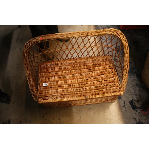 690 - WICKER STORAGE BENCH