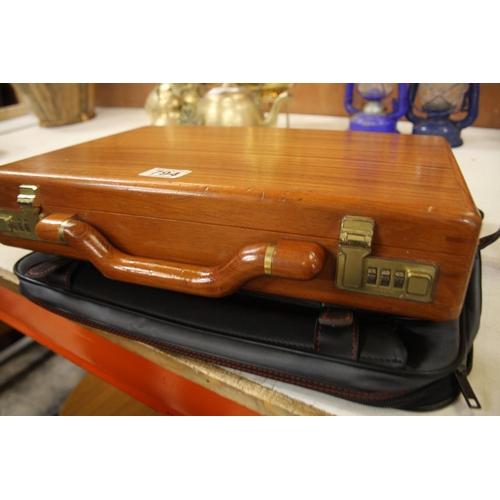 794 - WOODEN BRIEFCASE PLUS ONE