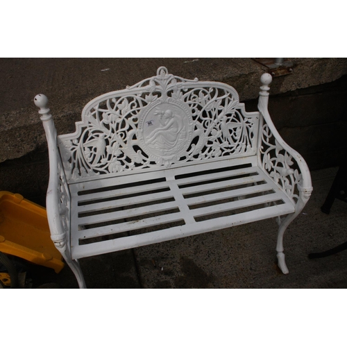 90 - WHITE CAST GARDEN BENCH