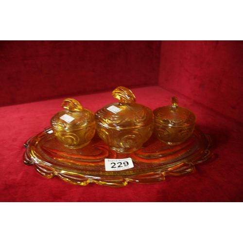 229 - ART DECO GLASS DRESSING TABLE SET