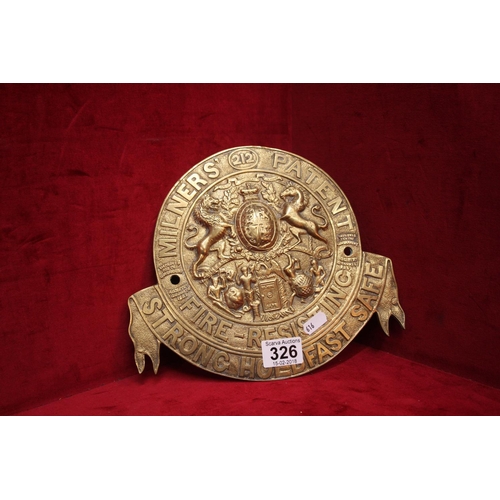 326 - BRASS SAFE PLAQUE