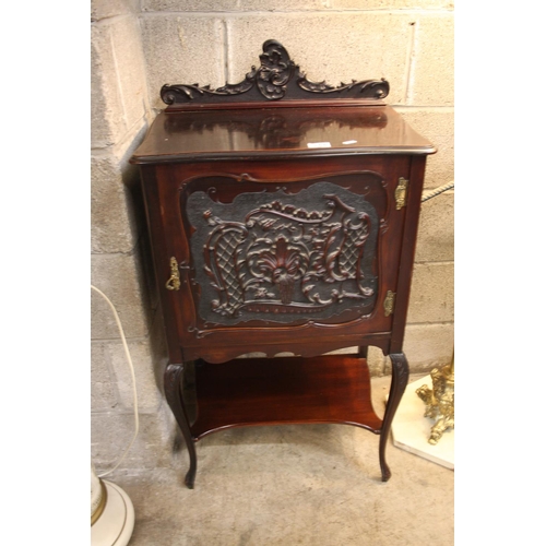 355 - ANTIQUE CARVED MUSIC CABINET