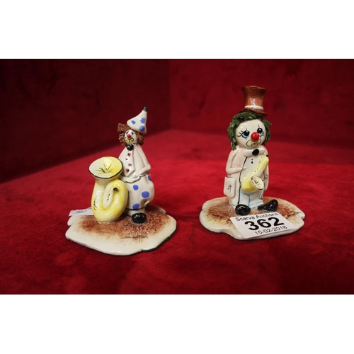 362 - 2 SIGNED CLOWN ORNAMENTS