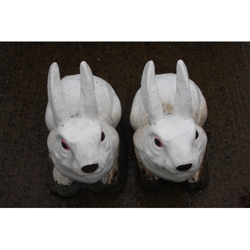 72 - PAIR OF CONCRETE RABBIT ORNAMENTS