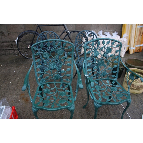 83 - 4 GREEN METAL PATIO CHAIRS