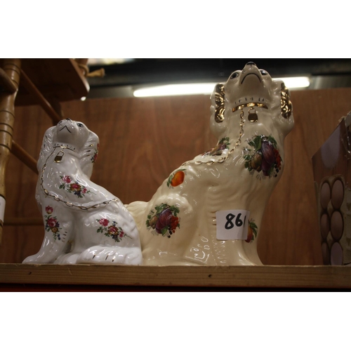 861 - 2 STAFFORDSHIRE STYLE MANTLE DOGS