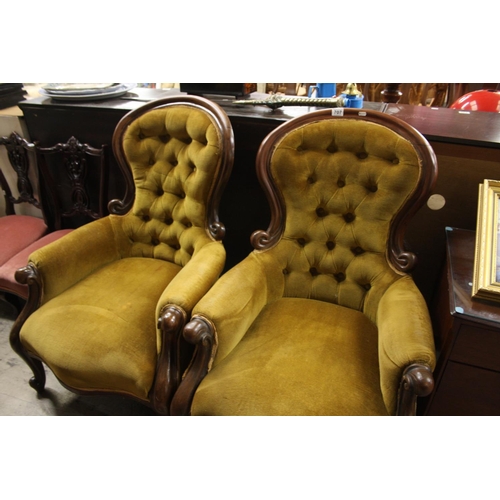 707 - PAIR OF CAB LEGGED ARMCHAIRS