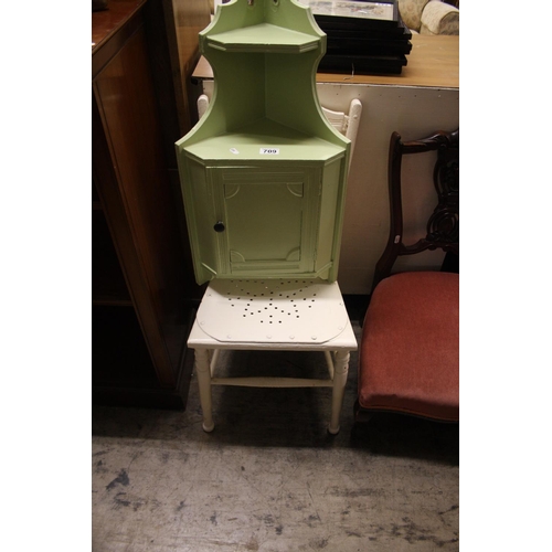 709 - PAINTED CHAIR & SHELF