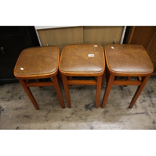 734 - RETRO STOOLS X 3