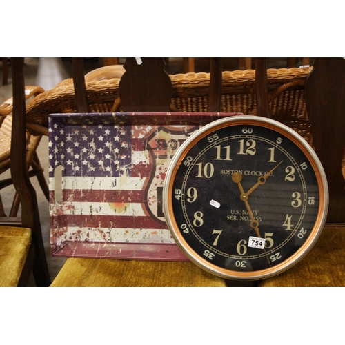 754 - AMERICAN CLOCK & TRAY