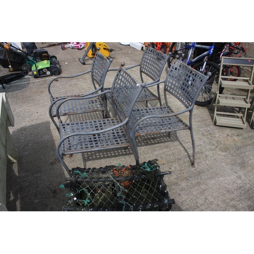 42 - 4 METAL CHAIRS & LOBSTER POT