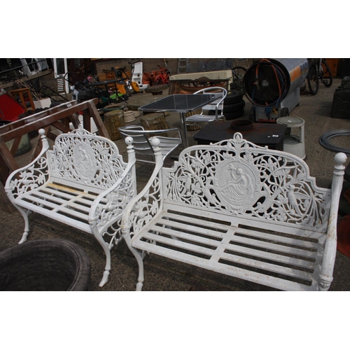 49 - PAIR OF CAST IRON GARDEN BENCHES