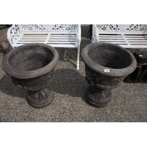 50 - PAIR OF CONCRETE URNS