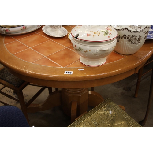 580 - PINE TILE TOP CIRCULAR TABLE