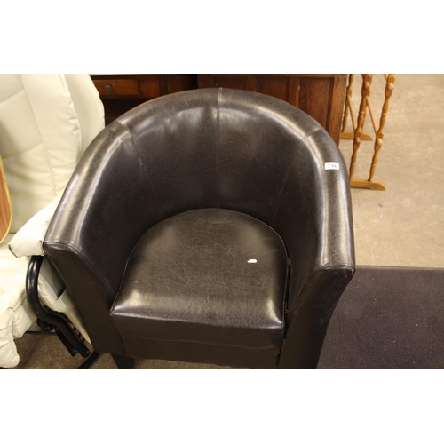 716 - LEATHER TUB CHAIR & MIRROR