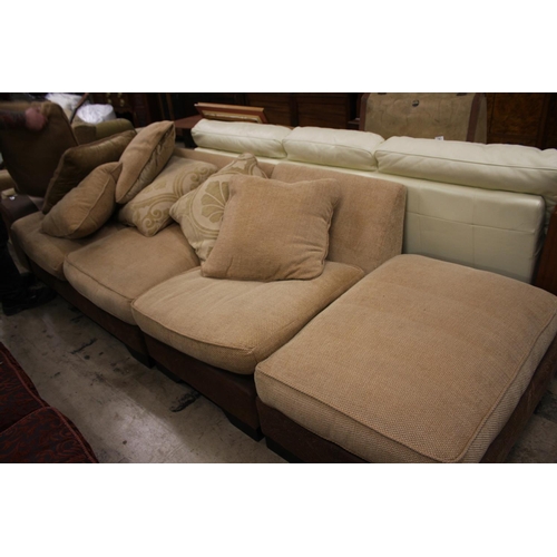 763 - SUEDE & FABRIC SETTEE & STOOL