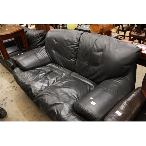 781 - 2 SEATER BLACK LEATHER SETTEE