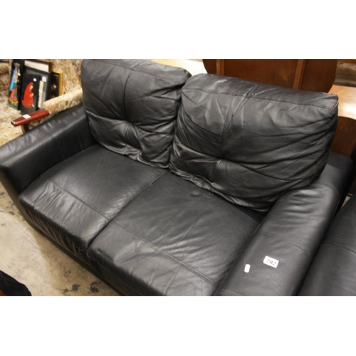 782 - 2 SEATER BLACK LEATHER SETTEE