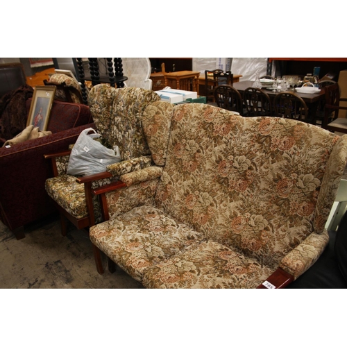 785 - PARKER KNOLL WING BACK SETTEE & ARMCHAIR