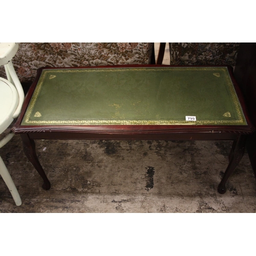 799 - LEATHER & GLASS TOP COFFEE TABLE