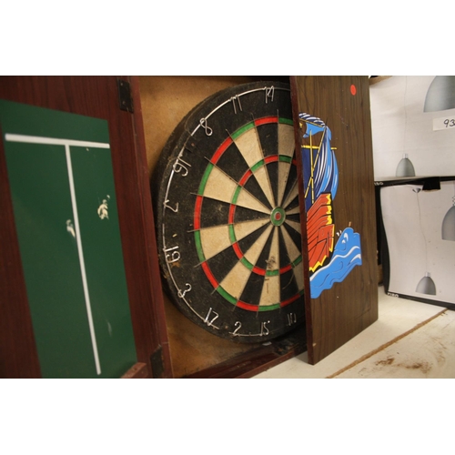 937 - DARTBOARD IN CABINET