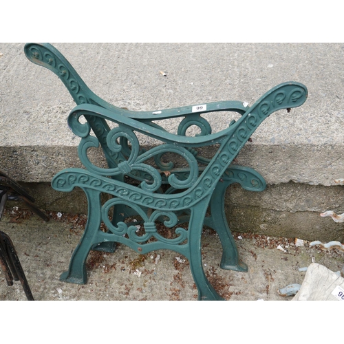 99 - PAIR OF GREEN SEAT ENDS